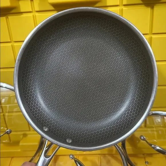 HEXCLAD Hybrid 7 Piece Nonstick Stainless Steel Frying Pan Set 8 10 12" Lids Wok - Picture 8 of 11